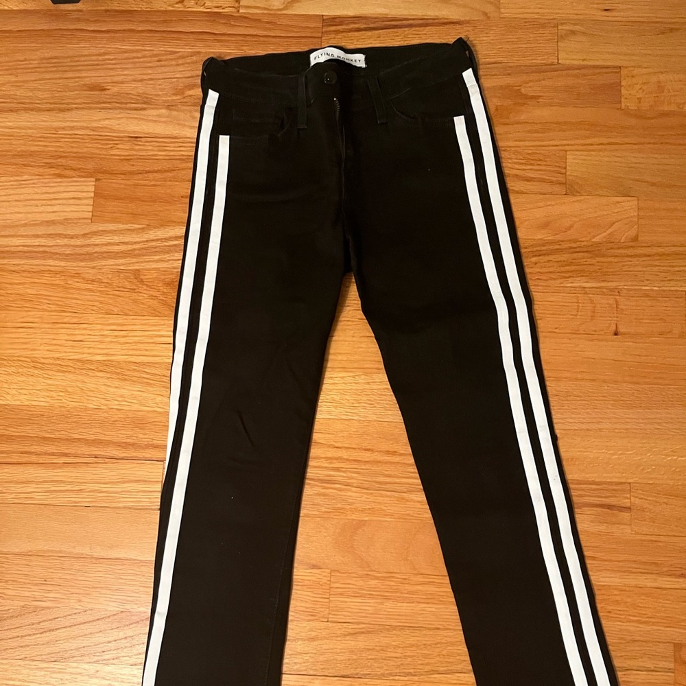 Flying monkey black jean with white stripe